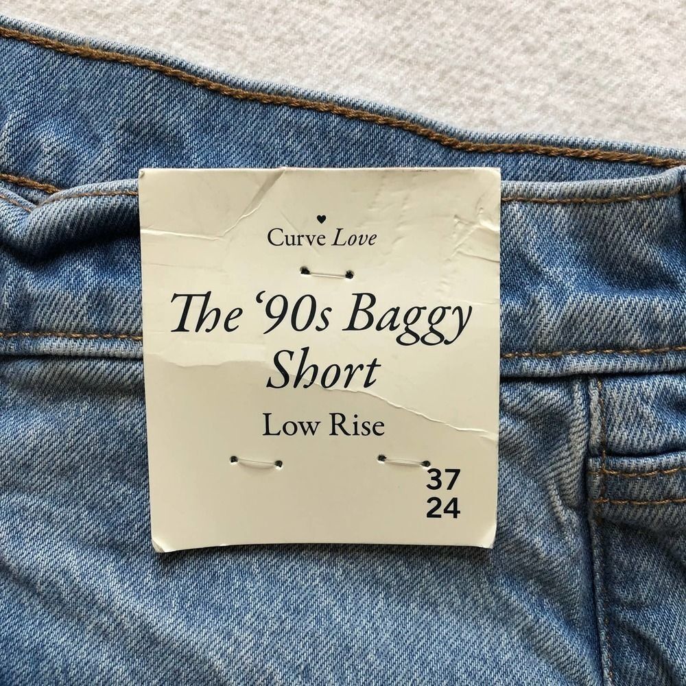 Abercrombie & Fitch Curve Love Distressed Blue Low Rise 90's Baggy Shorts- 37x24 - Picture 4 of 10